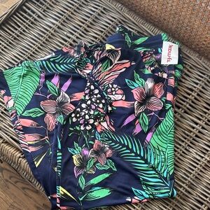 Women's Floral Athletic Shorts - Navy and Green